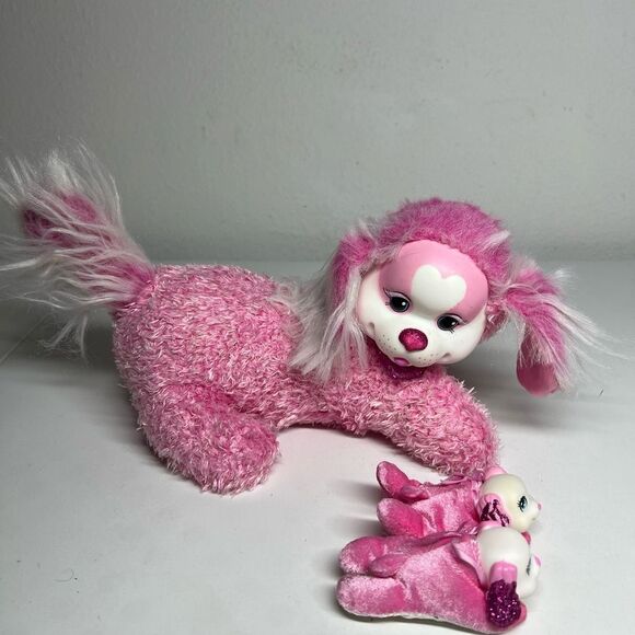 PUPPY SURPRISE MATI MOMMY Pink Fluffy plush with 2 PUPPIES Just Play 2017 - Picture 2 of 8